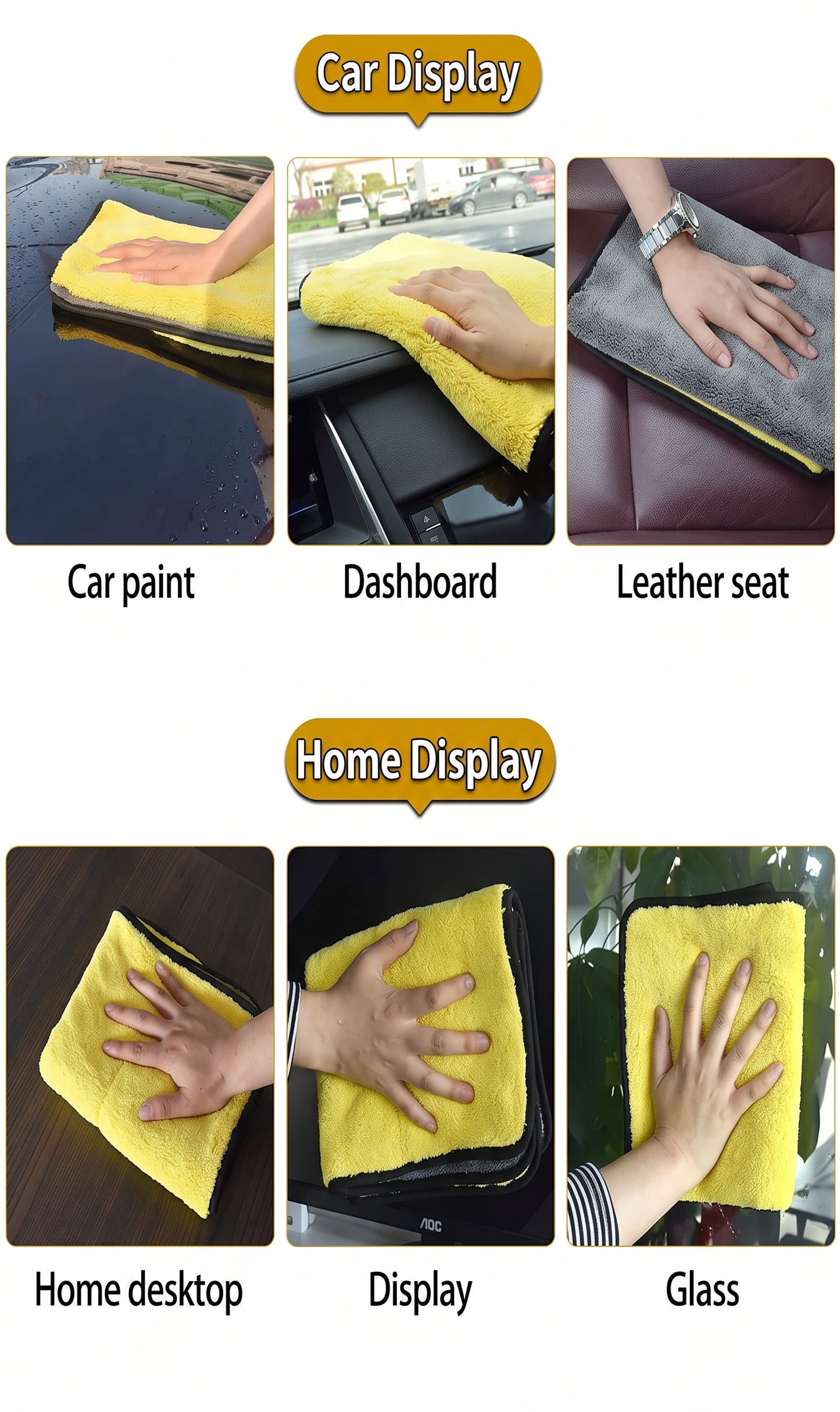 Double-Sided Microfiber Cleaning Cloth – Premium Car Detailing Towel | 60×60cm | Pack of 2