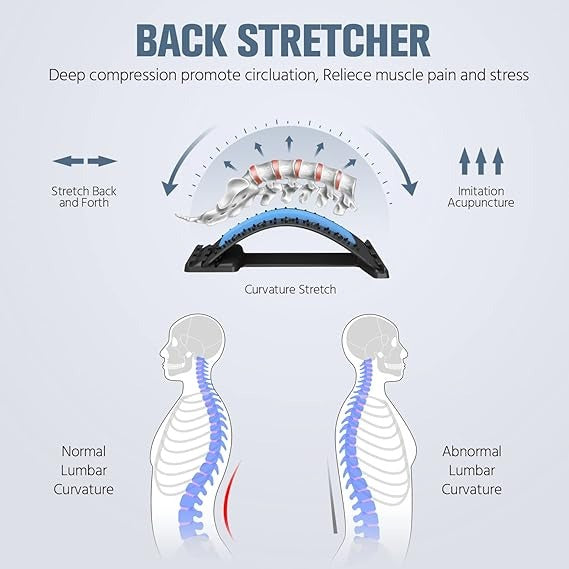 Adjustable Back Stretcher – 98 Massage Points, Magnetic Acupuncture & Lumbar Pain Relief