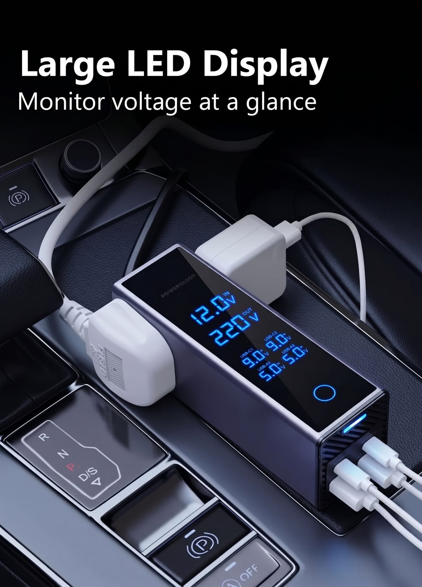 300W Car Power Inverter – Dual - Type-C & USB
