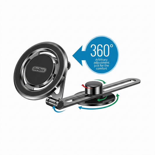 360° Rotating Car Phone Holder – Universal Flat Floor Mount, No Tools Required