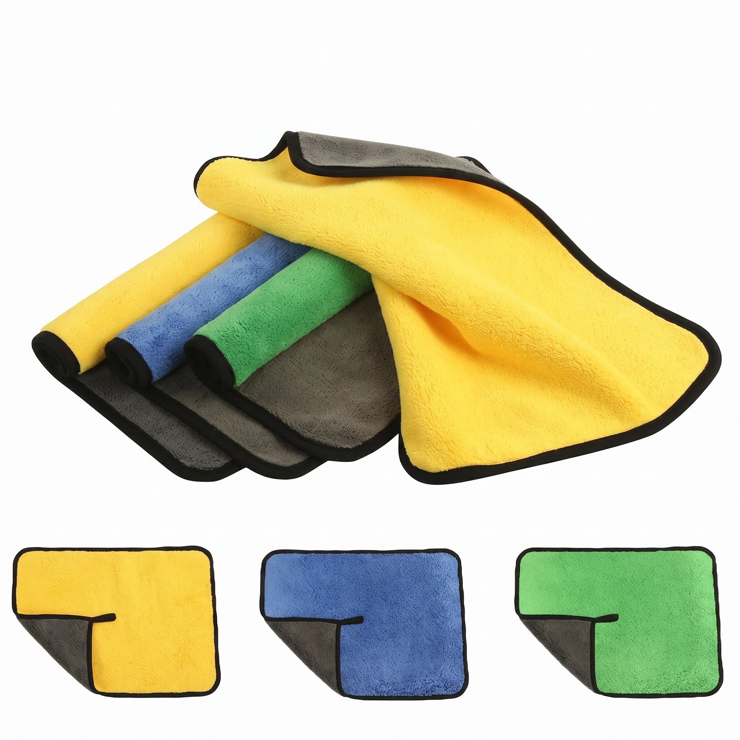 Double-Sided Microfiber Cleaning Cloth – Premium Car Detailing Towel | 60×60cm | Pack of 2