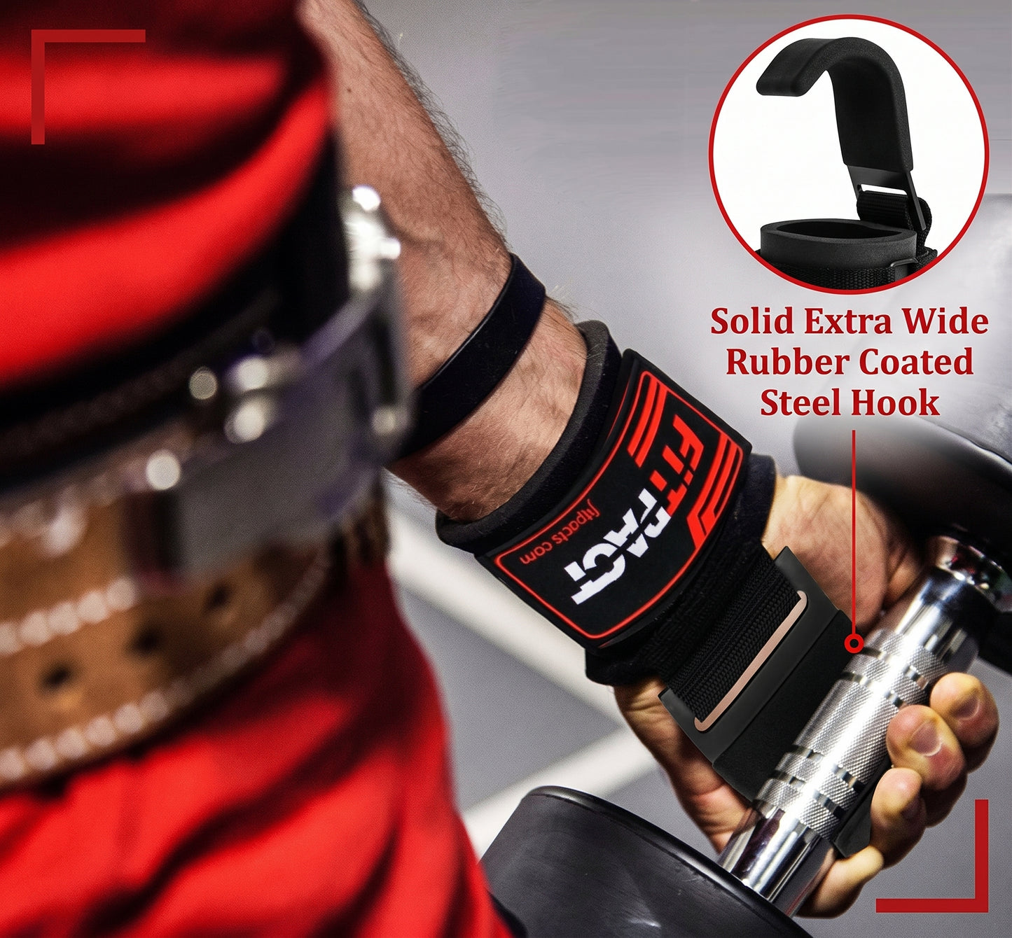 LORDEX Lifting Hook Straps – Heavy-Duty Wrist Support for Weightlifting & Deadlifts | Pack of 2