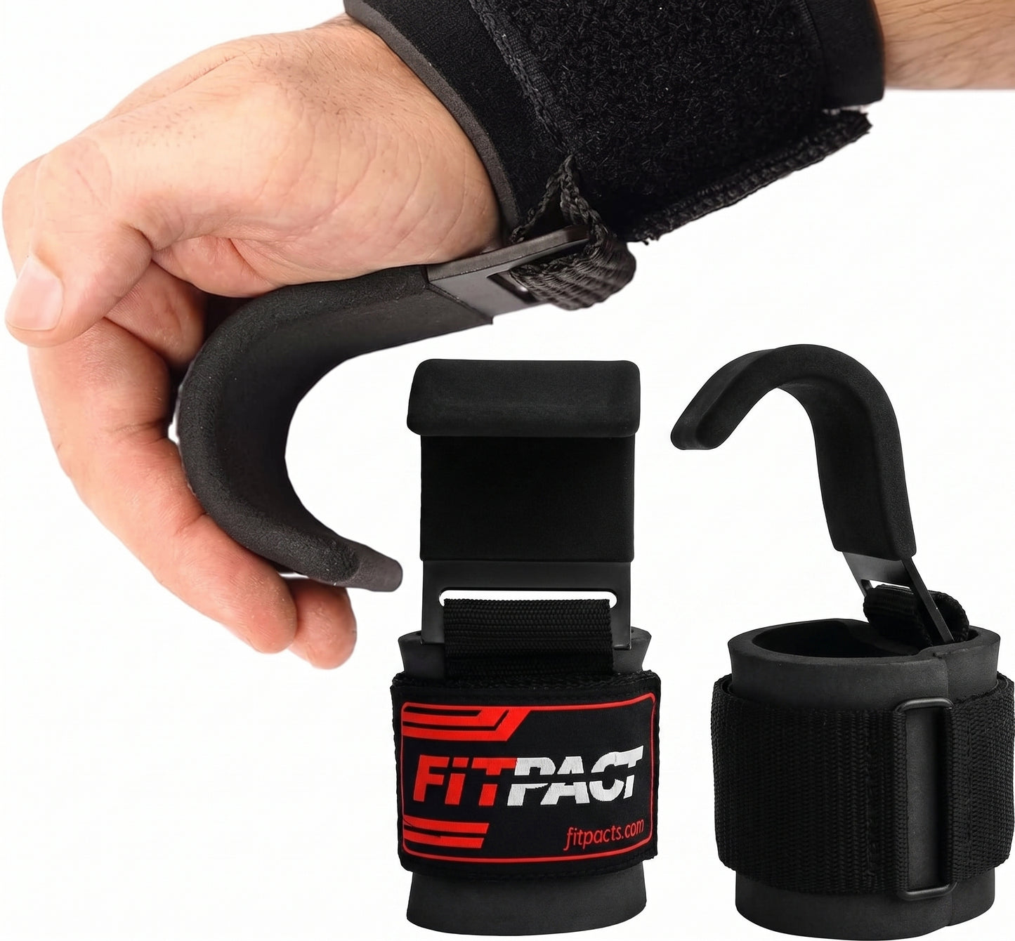 LORDEX Lifting Hook Straps – Heavy-Duty Wrist Support for Weightlifting & Deadlifts | Pack of 2