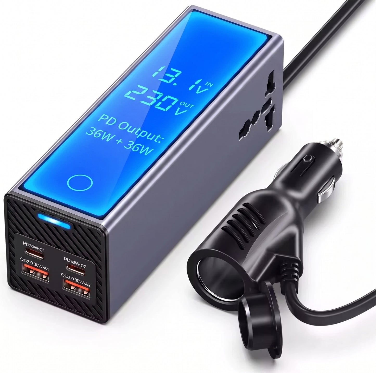 300W Car Power Inverter – Dual - Type-C & USB
