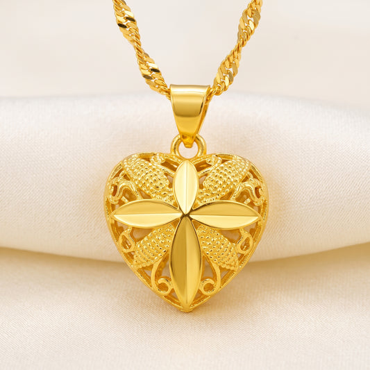 Heart-Shaped Gold Pendant Necklace – Perfect Gift for Her