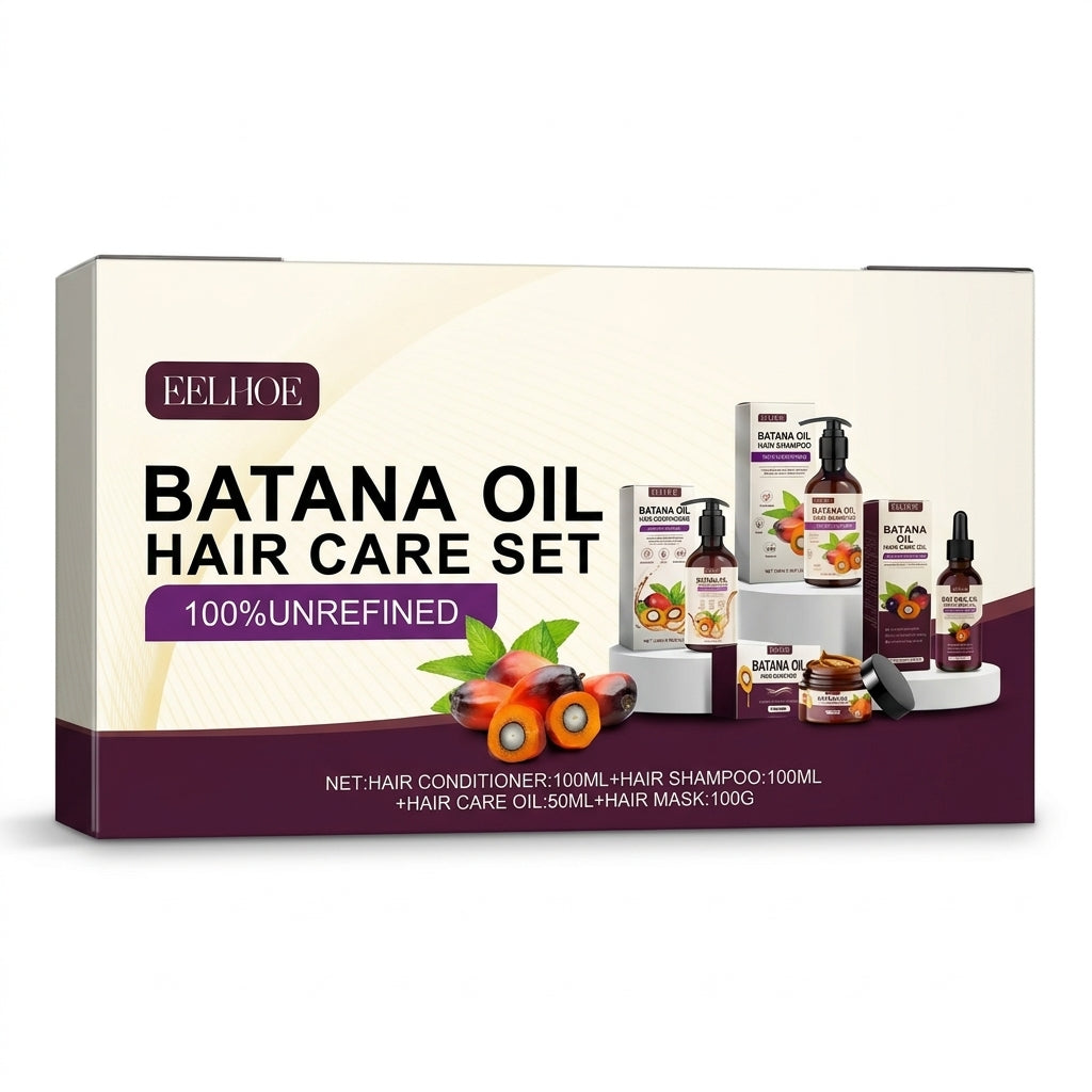 EELHOE 4-in-1 Batana Oil Hair Growth & Repair Set (Shampoo, Conditioner, Mask & Oil)