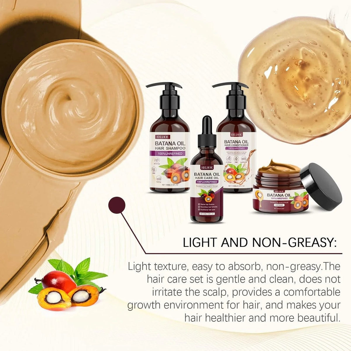 EELHOE 4-in-1 Batana Oil Hair Growth & Repair Set (Shampoo, Conditioner, Mask & Oil)
