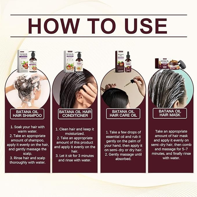 EELHOE 4-in-1 Batana Oil Hair Growth & Repair Set (Shampoo, Conditioner, Mask & Oil)