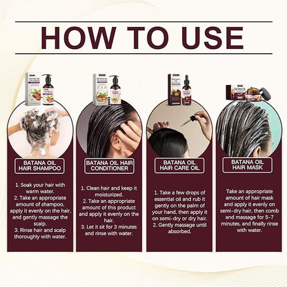 EELHOE 4-in-1 Batana Oil Hair Growth & Repair Set (Shampoo, Conditioner, Mask & Oil)