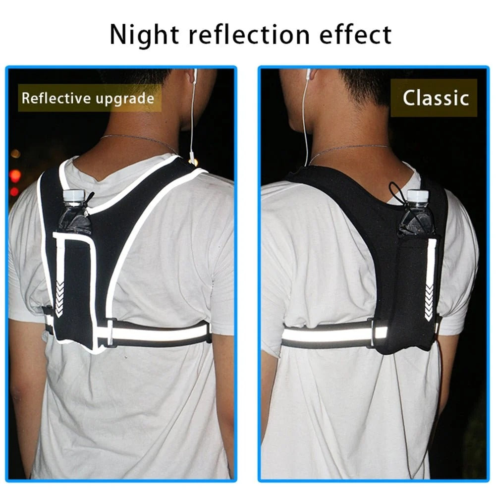 Sports Chest Bag – Night Reflective Running Pack with Phone Pocket & Water Bottle Holder