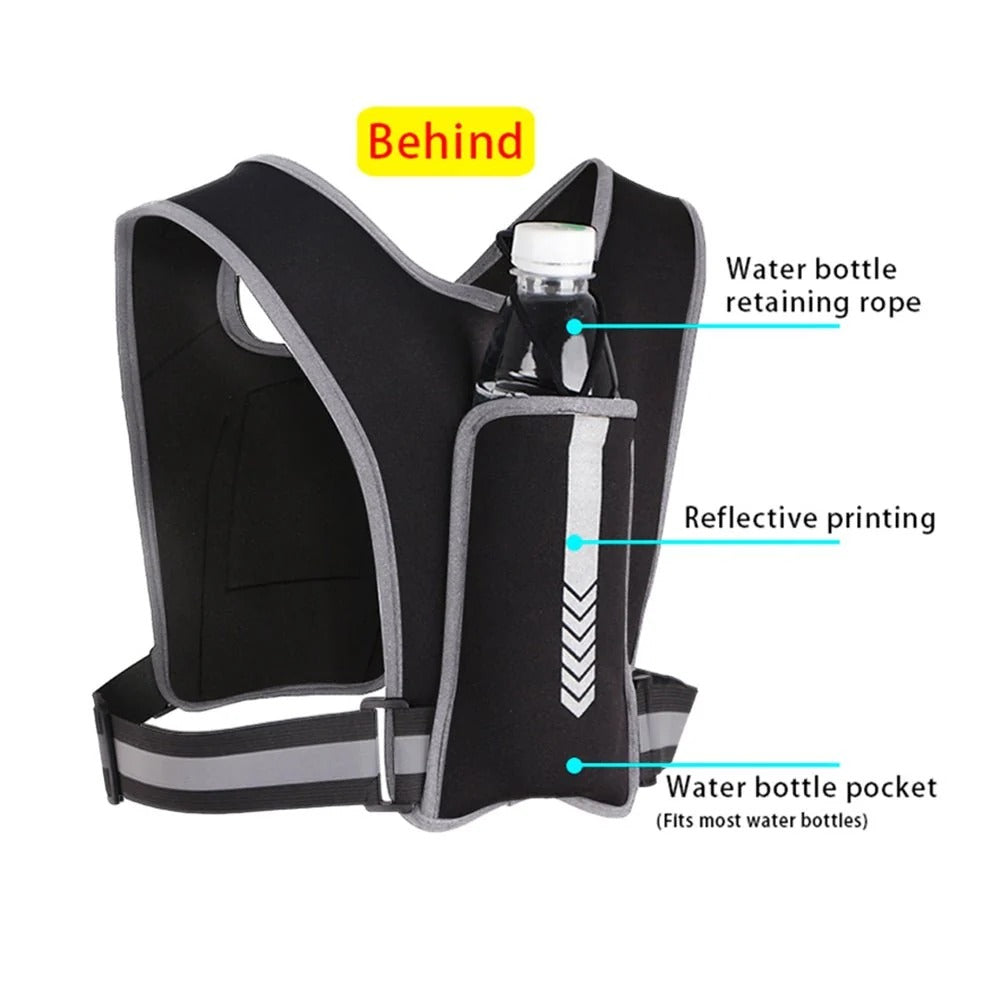 Sports Chest Bag – Night Reflective Running Pack with Phone Pocket & Water Bottle Holder