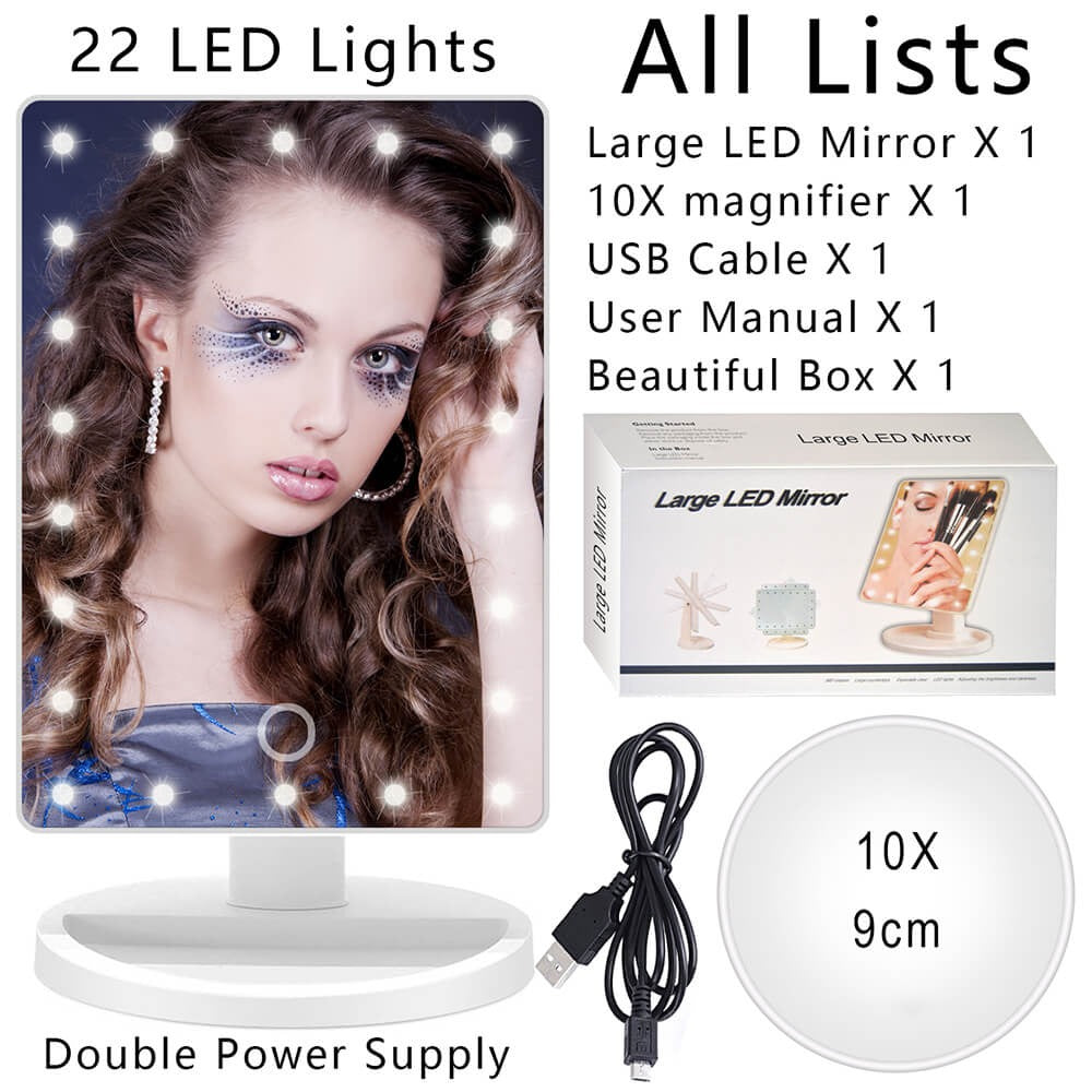 مرآة مكياج LED مع إضاءة