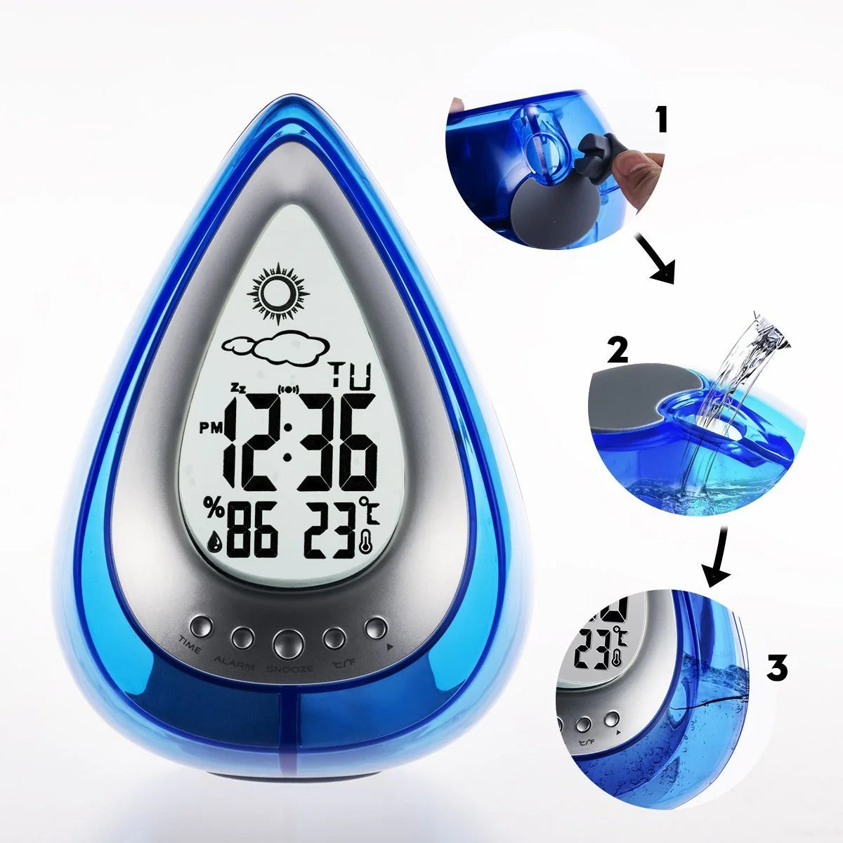 Water Drop Shaped Digital Alarm Clock - Modern
