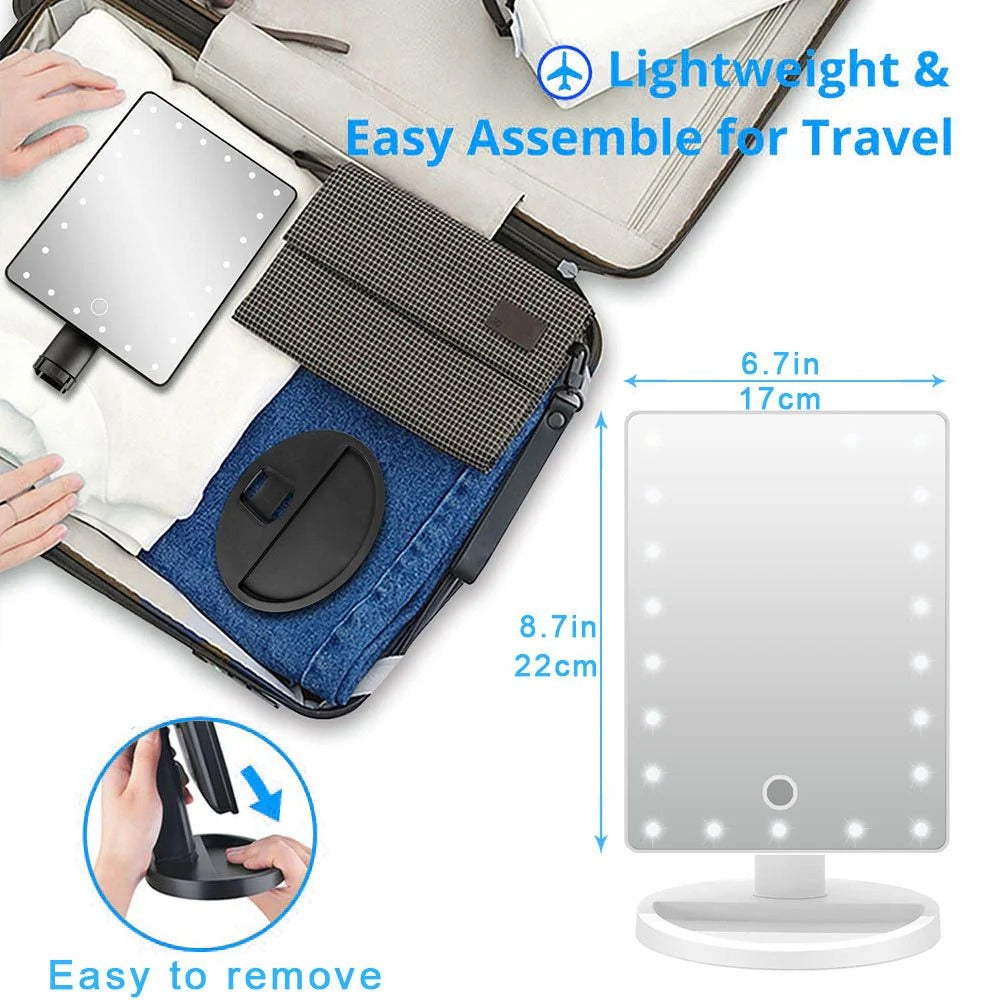 مرآة مكياج LED مع إضاءة