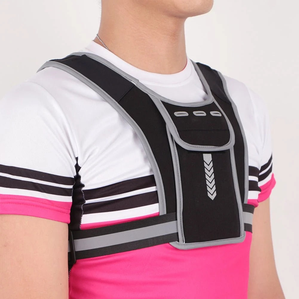 Sports Chest Bag – Night Reflective Running Pack with Phone Pocket & Water Bottle Holder